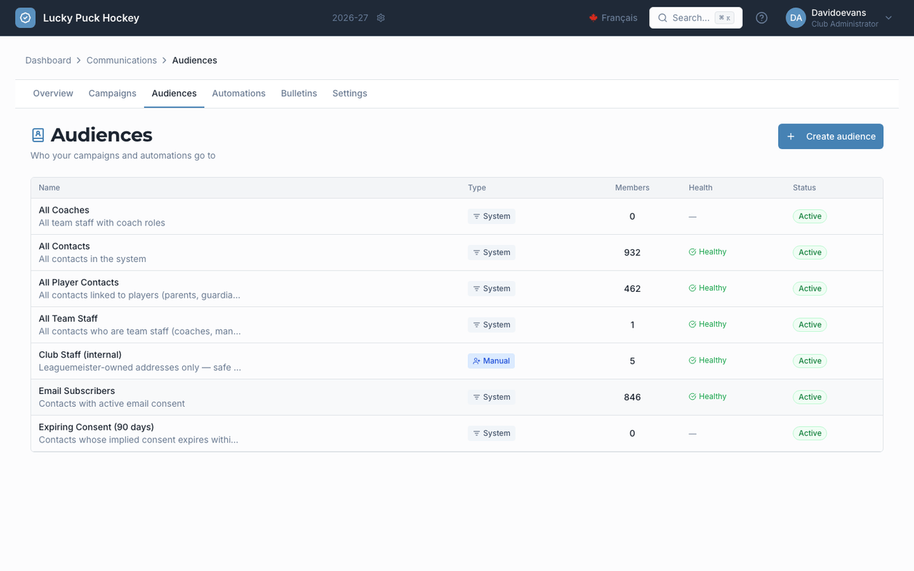 Audiences screenshot