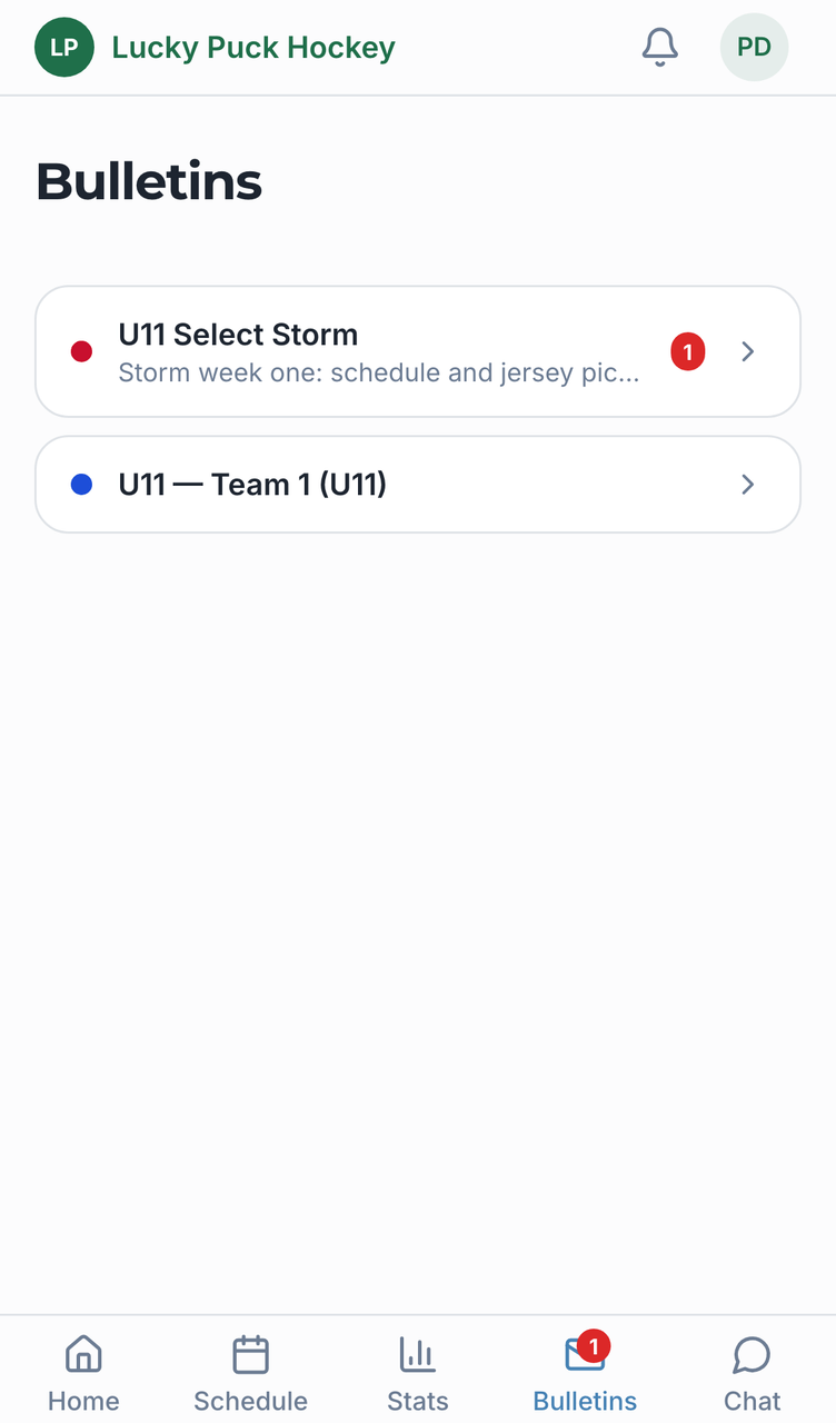 Bulletins screenshot