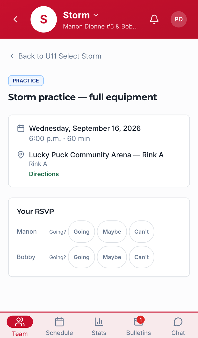 Event RSVPs screenshot