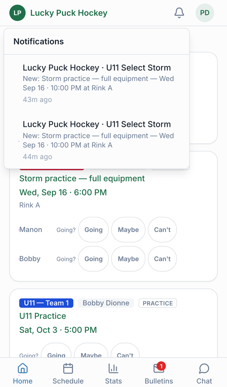 Notifications screenshot