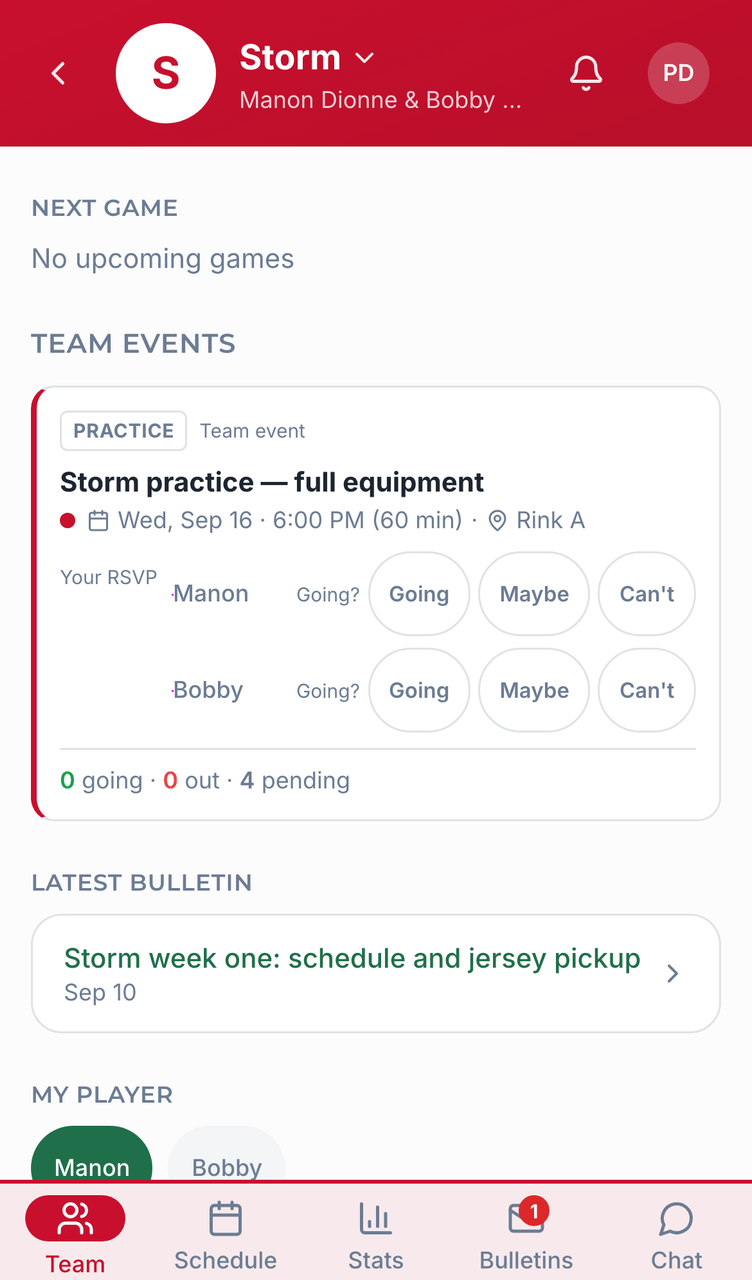 Team spaces screenshot