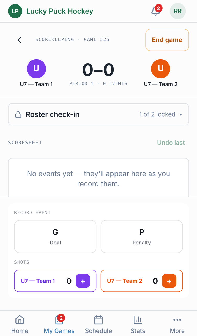 Roster check-in screenshot