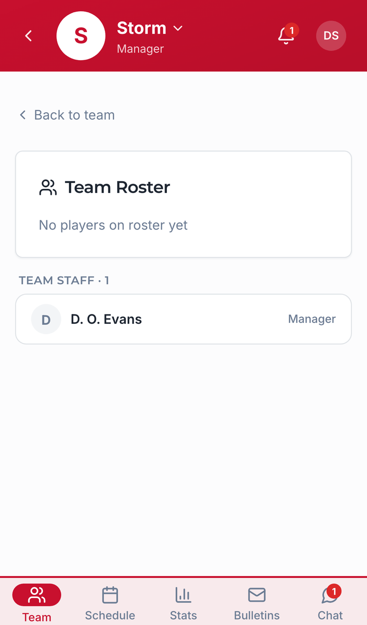 Managing the roster screenshot