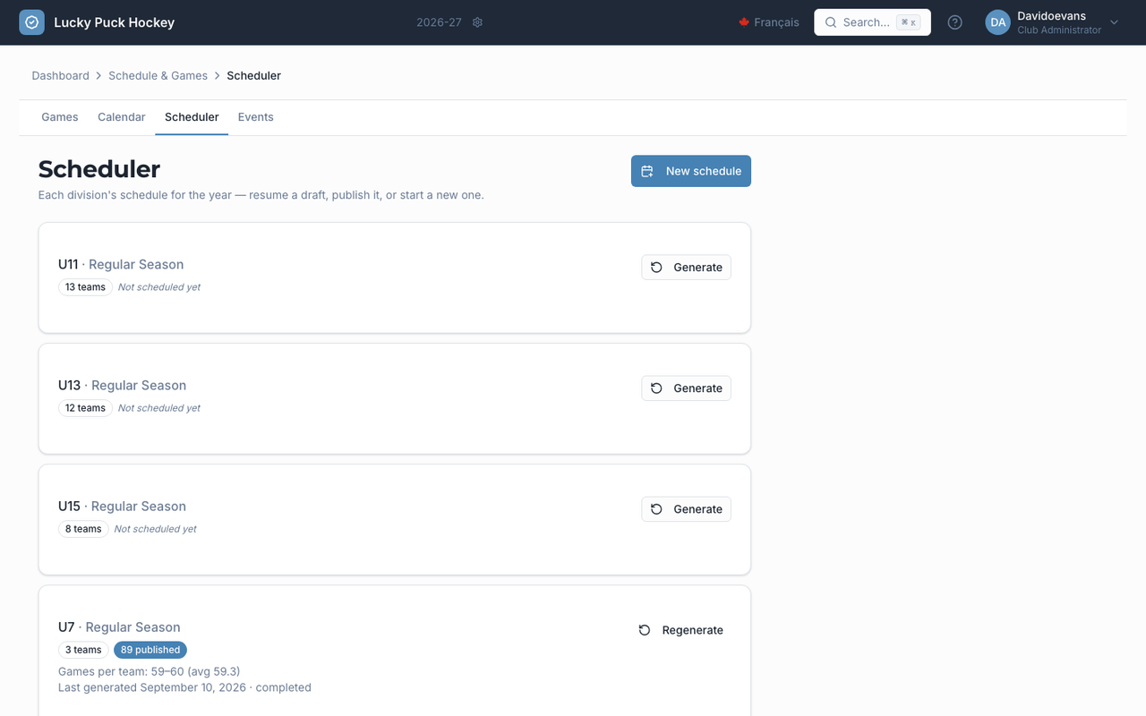 Schedule Generator screenshot