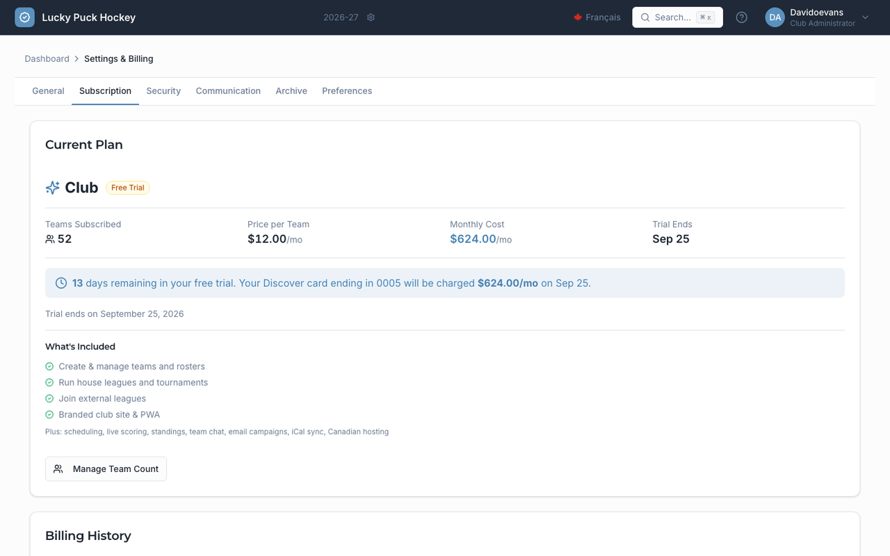 Subscription & Billing screenshot
