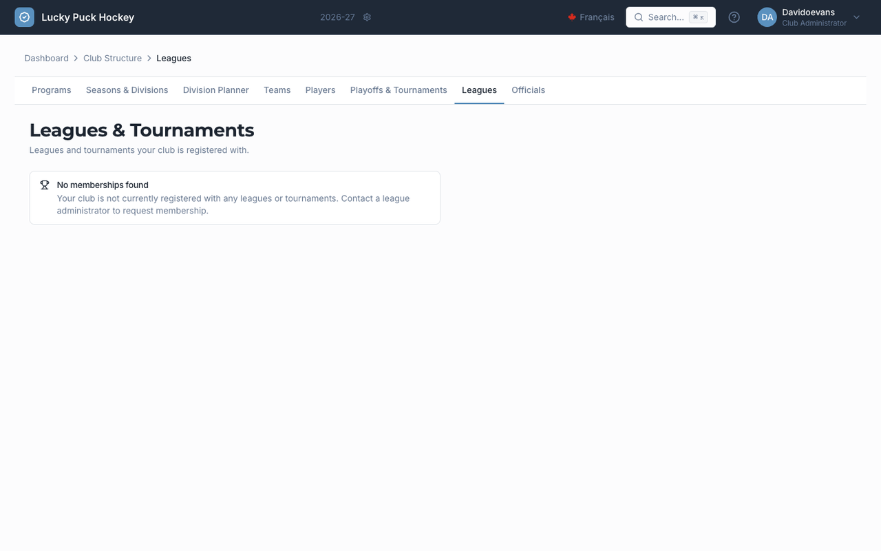 Leagues & Tournaments screenshot