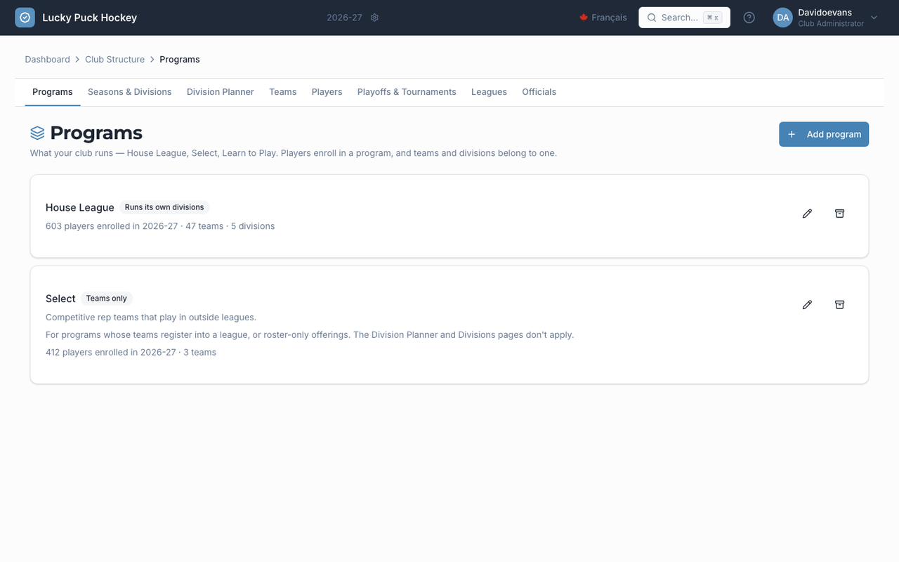 Programs screenshot
