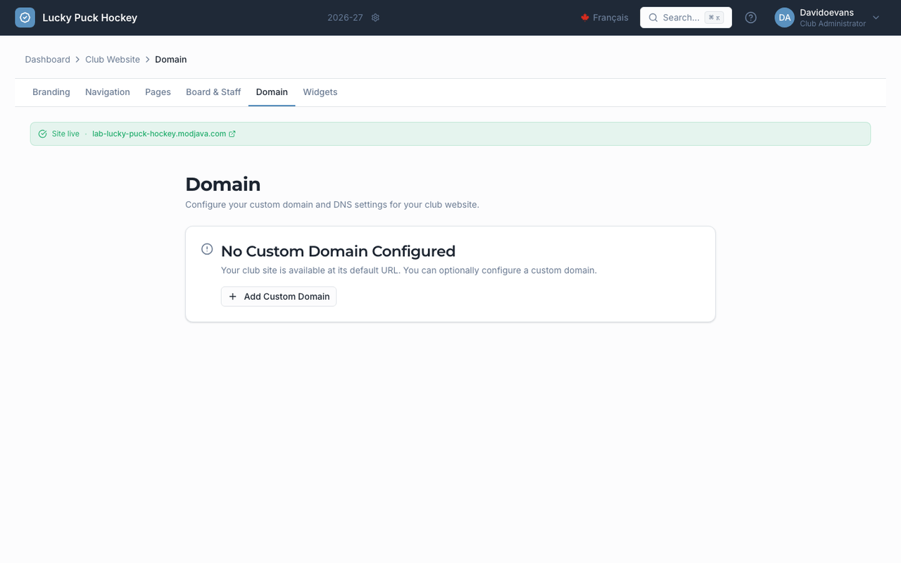 Domain screenshot